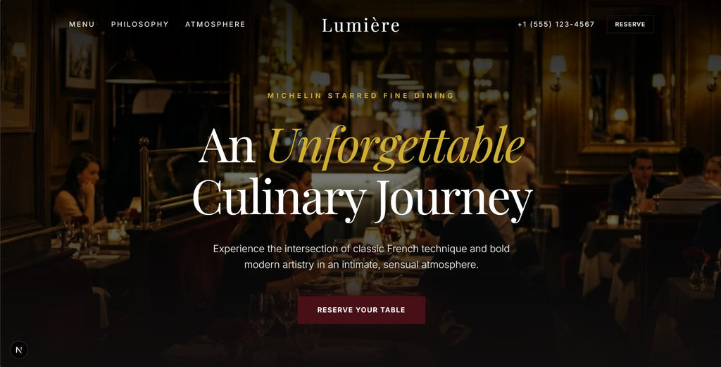 Lumiere Restaurant Website Template – Fine Dining