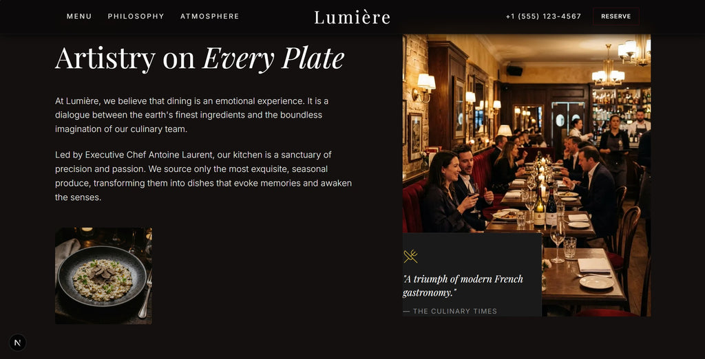 Lumiere Restaurant Website Template – Fine Dining